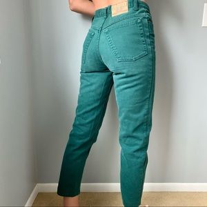 Vintage 90s Loose Mom Jeans - Paris Sport Club - Evergreen Color sz XS